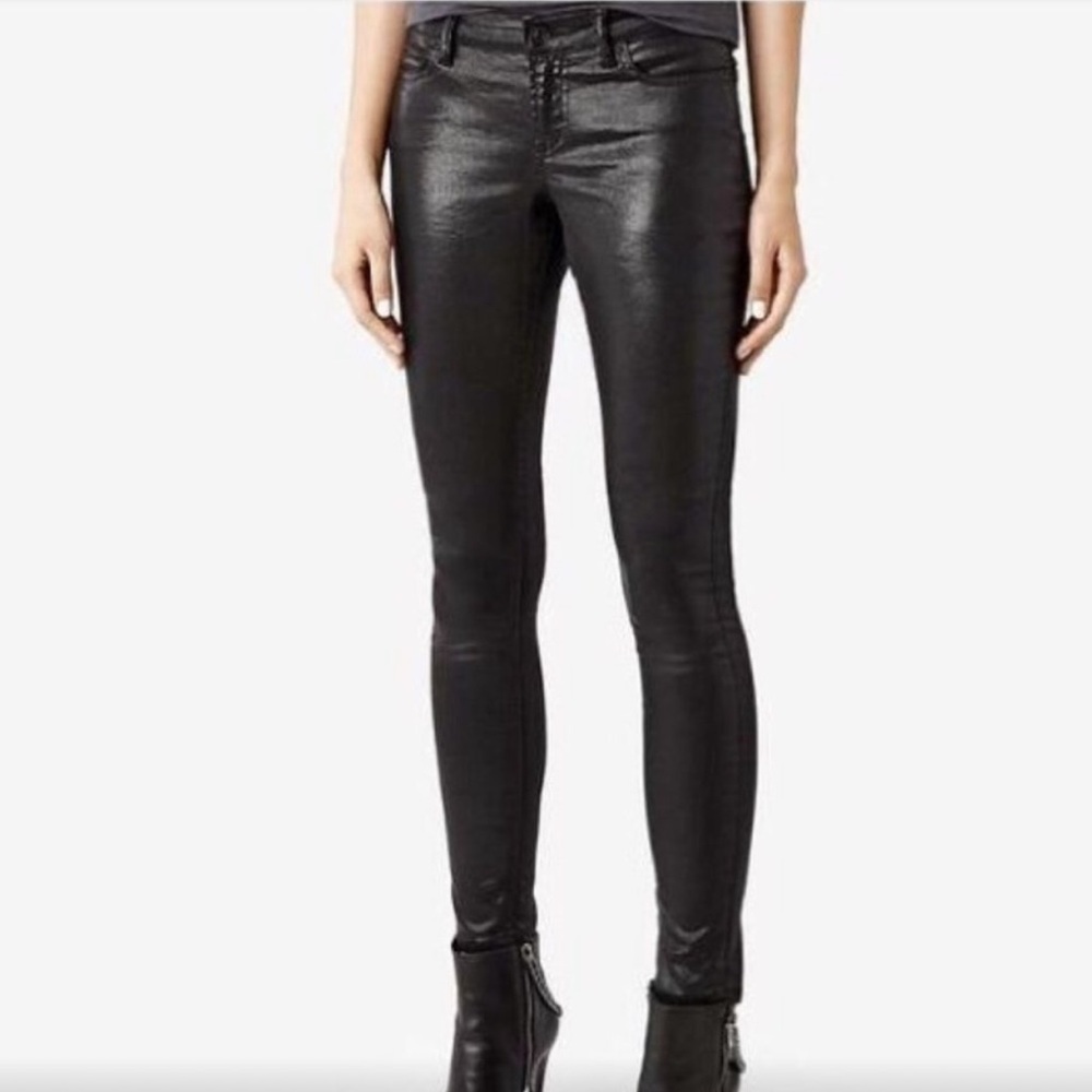All Saints Spitalfields Women’s Pants Size W 32.  Black with a sheen. Punk Party
